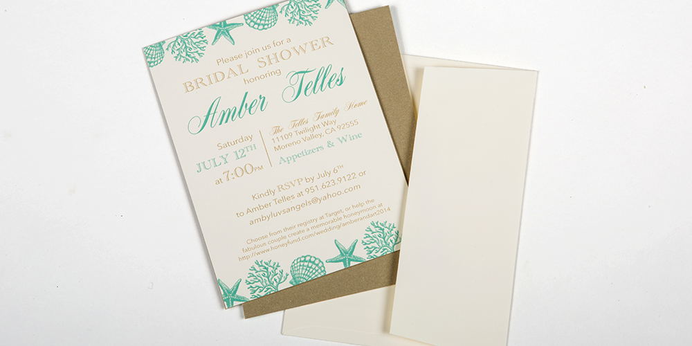 Sophisticated Beach Bridal Shower Invite : Telles