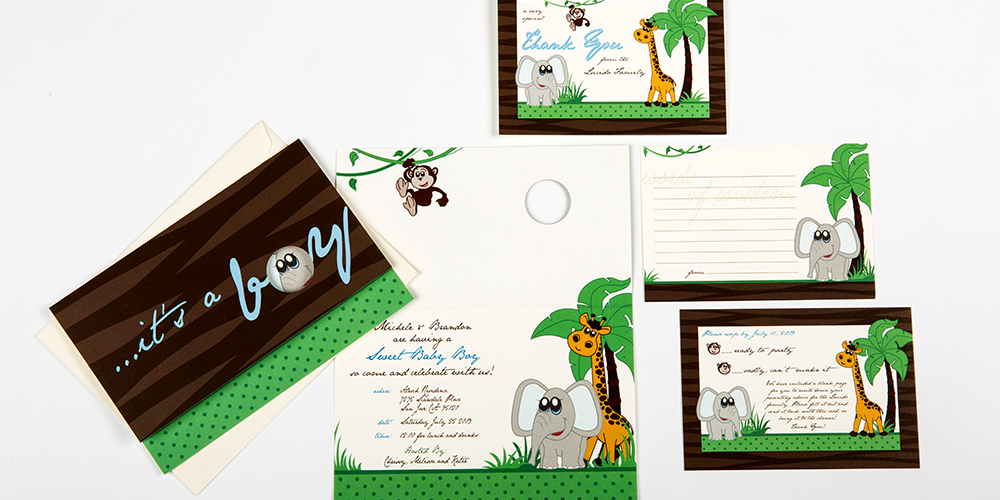 Zoo Animals Baby Shower Invite set : Lucido